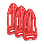 Relaxdays Planche de Sauvetage Gonflable, Lot de 3, avec Corde, pour Le Carnaval, Accessoire de Piscine, bouée, Rouge