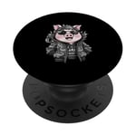 Cochon kawaii de dessin animé avec une tenue de dragon cool PopSockets PopGrip Adhésif