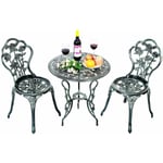 Ensemble Table et 2 Chaises pour Jardin en Fonte Aluminium Forme de Rose Style Antique - Costway