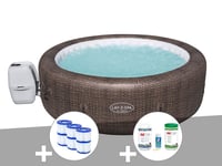 Kit spa gonflable Bestway Lay-Z-Spa St Moritz rond Airjet 5/7 places + 6 filtres + Kit traitement brome