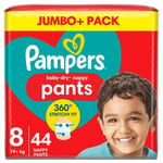 Pampers Baby-Dry Pants Size 8 19kg+ Disposable 44 Pack Jumbo+ Easy-On Fit Nappy