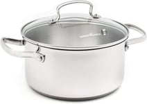 Casserole Dish with Lid Glass Stainless Steel Pot Stew Oven Soup Pasta 4.9 Litre