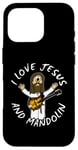 Coque pour iPhone 16 Pro I Love Jésus et Mandoline Chrétienne Worship Église Bluegrass