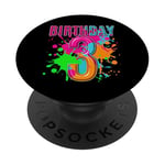 T-shirt 3ème anniversaire pour filles et garçons. Éclaboussures de peinture de 3 ans PopSockets PopGrip Interchangeable