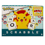 Mattel Games Scrabble Pokémon Board Game, Family Word Game with Two Ways to Play, includes 50 Challenge Cards featuring Pokémon characters for 2-4 Players, UK Version, HXB94