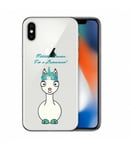 Coque Iphone XS MAX lama corn fleur bleu transparente