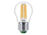 Philips - Led-Glödlampa Med Filament - Form: P45 - Klar Finish - E27 - 2.3 W (Motsvarande 40 W) - Klass A - Varmt Vitt Ljus - 2700 K