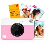 KODAK Printomatic Full-Color Instant Print Digital Camera - High-Quality Photos On Zink 2x3 Inch Sticky-Back Photo Paper - 5MP, Portable, Creative Fun Gift for Birthday, Christmas, Holiday - Pink