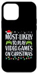 Coque pour iPhone 12 mini Plus susceptible de jouer à des jeux vidéo à Noël - Funny Gamer