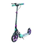 Zinc Verge Pro Kids Scooter – Big Wheel Kick Scooter for Ages 6+, Foldable 2-Wheel Scooter with 200mm Wheels, Lightweight, Height Adjustable, Rear Footbrake, Supports up to 100kg, Black & Green