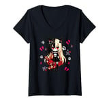 Womens Chibi Kawaii Emo Pastel Goth Girl Japanese Creepy Anime V-Neck T-Shirt