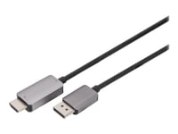 Digitus - Adapterkabel - Displayport Hane Låst Till Hdmi Hane - 1 M - Svart - 8K60 Hz (7680 X 4320) Stöd, 3D-Videostöd, Dolby Truehd-Support, Dolby Dts-Hd Master Audio-Support, Tryckknapp