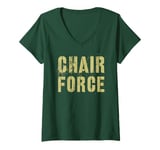 Womens Sarcastic CHAIR FORCE Airman Warrior Proud Military Grunt V-Neck T-Shirt