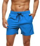 AI'MAGE Short de bain 2 en 1 pour homme avec poches, bleu, XXXXL-L