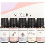 Nikura Christmas Scents Fine Fragrance Oil Gift Set - 5 x 10ml | for Diffusers for Home, Soap & Candle Making, Wax Melts, Diffuser, Burner, Bath Bombs, Perfume Scents | Vegan & UK Made Essential Oils