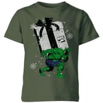 Marvel The Incredible Hulk Christmas Present Kids' Christmas T-Shirt - Forest Green - 3-4 ans