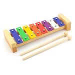 TIGER XYL14-CL Glockenspiel 8 Notes & Deux Maillets - Cadre en bois - Introduction idéale à l'harmonie musicale - Metallophone Xylophone