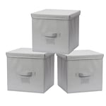 Augfox Set of 3 Cube Storage Box - Stylish Kallax Storage Boxes, Fabric Storage Box, Durable CD Storage Boxes, Versatile Cube Storage Unit Boxes (Light Grey, 32x32x32cm)