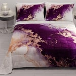 PETTI Artigiani Italiani - Couvre-lit carré et Demi été 220 x 260 cm 100 g/m² Double Face, Couette carrée et Demi Printemps, Couette légère, marbre Violet, 100% fabriqué en Italie