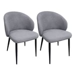 Meubletmoi - Lot 2 chaises de repas tissu bouclette gris et pieds métal – syracuse