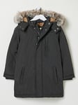 FatFace Boys Easdale Parka Coat - Vintage Black, Black, Size Age: 9-10 Years