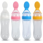 90mL Silicone Baby Toddler Feeding Bottle W/Spoon Food Cereal Squeeze