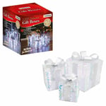 The Christmas Workshop Set Of 3 Iridescent Film Metal Light Up Gift Boxes