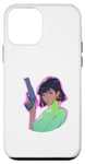 Coque pour iPhone 12 mini Cheveux courts Anime & Manga Style Girl tenant un pistolet