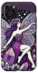 Coque pour iPhone 11 Pro Illustration de fée en cristal violet améthyste