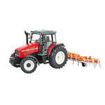 Britains Massey Ferguson 6S.180 Tracteur avec Cultivateur Classique Pliable, Compatible avec Les Jouets Agricoles à l'Echelle 1:32, pour Les Collectionneurs et Les Enfants à Partir de 3 Ans.