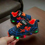 Spiderman LED Trainers Skor Blinkande Light Up Sneakers Barn Blue EU25