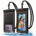 UNBREAKcable Floating Waterproof Phone Pouch 2 Pack - IPX8 Waterproof Phone Case Dry Bag for iPhone 15 14 13 12 11 Pro Max XR XS SE 2022, Samsung S24 S23 S22 S21Ultra S20 FE Up to 7.0 inch- Black