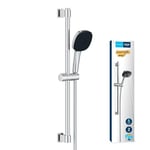 GROHE Vitalio Comfort 110 - Shower Set (Square 11 cm Hand Shower 2 Sprays: Rain & Jet, Anti-Limescale System, Hose 1.75 m, Rail 60 cm, Water Saving), Easy to Fit with GROHE QuickGlue, Chrome, 26398001