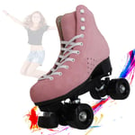 Quad Roller Skates for Adults And Kids Roller Skates - Classic Quad Roller Skates - Comfortable Quad Skates for All Ages,pink suede,35