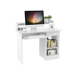 Yaheetech Table de Bureau Informatique Table d’étude Poste de Travail avec Tablette à Clavier/Tiroirs/Etagères Réglable 119,5x56x14cm Robuste et