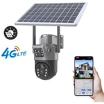 Camera de surveillance solaire exterieure sans fil PTZ IP 4G double objectif 4K 6MP suivi humain PIR vision nocturne Dispositif de securite sans fil