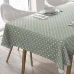 Home Direct Rectangular Oilcloth PVC Wipe Clean Tablecloth Table Cover 140cm x 180cm 55x70 Stars Sage Green