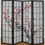 Décoshop26 - Paravent 4 panneaux japonais en bois noir 176x175cm