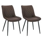 WOLTU Chaise de Salle à Manger Lot de 2, Moderne Chaise de Cuisine, Chaise scandinave, Chaise Coiffeuse, pour Salle de Séjour, Chambre à Coucher, en Tissu Scientifique et métal Brun Foncé BH248dbr-2