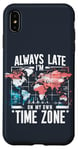 Coque pour iPhone XS Max Always Late I'm My Own Time Zone Jeu de mots drôle Sarcasme Carte du monde