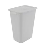 SUNDIS Pixel, panier à linge 50l, avec couvercle, en plastique recyclé, blanc cassé, 2 poignées latérales et 1 poignée au-dessous, aération sur les 4 côtés