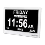 TROCOTN dementia clock, digital clock with date and day for elderly, alzheimers clock day clock large display calendar clock (10 Inches White)