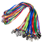 Wisdompro 30 Pack Office Lanyards, 17 Inch Colourful Plain Flat Nylon Neck Straps Bulk with Metal Bulldog Clip for ID Cards/Badges, Name Tags - Assorted Colours