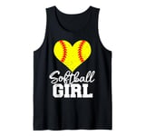 Softball Girl Heart Funny Heartfelt Love Softball Girl Tank Top