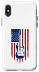 Coque pour iPhone X/XS Drapeau américain guitare électrique drapeau américain pour guitariste drapeau USA