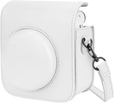 Housse pour Instax Mini 12 Pochette Appareil Photo Instantané Fujifilm Case Camera Sac de Voyage avec Bandoulière,Blanc(Q990)