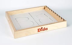 Dida - Tableau de Sable pour Enfants, Jeu Éducatif Montessori, Coordination Œil-Main, Râteaux Formés Inclus, Fabriqué en Italie, Petit Tableau de Sable, Bois et Verre