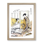 Elegant Play In The Four Seasons By Isoda Koryusai Asian Japanese Framed Wall Art Print, Ready to Hang Picture for Living Room Bedroom Home Office Décor, Oak A2 (64 x 46 cm)