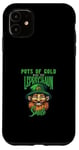 Coque pour iPhone 11 St Patrick Pot de sourire au leprechaun doré