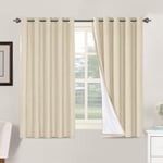 BellaHills Linen Blackout Curtains 100% Blackout Curtains for Bedroom Thermal Insulated Textured Linen Look Curtain Drapes Anti-Rust Grommet with White Liner, 2 Panels, 66 x 54 Inch, Bleached Sand